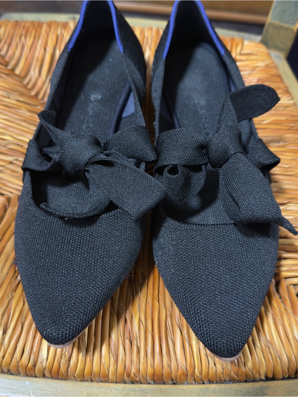 Rothy's Black Pointed Bow Flats - Picture 4 of 5